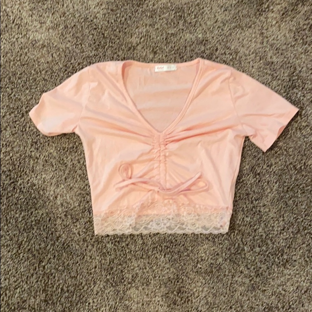 pink crop top